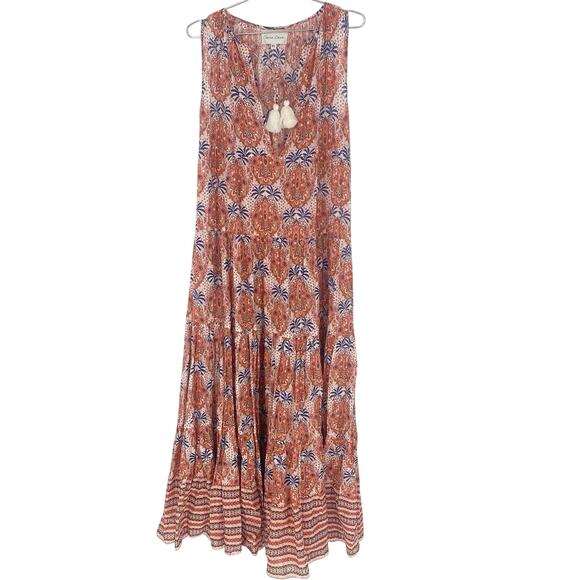 Cara Cara Grace Maxi Sleeveless Palm Medallion Pattern Dress Women's Size M/L - Picture 2 of 9